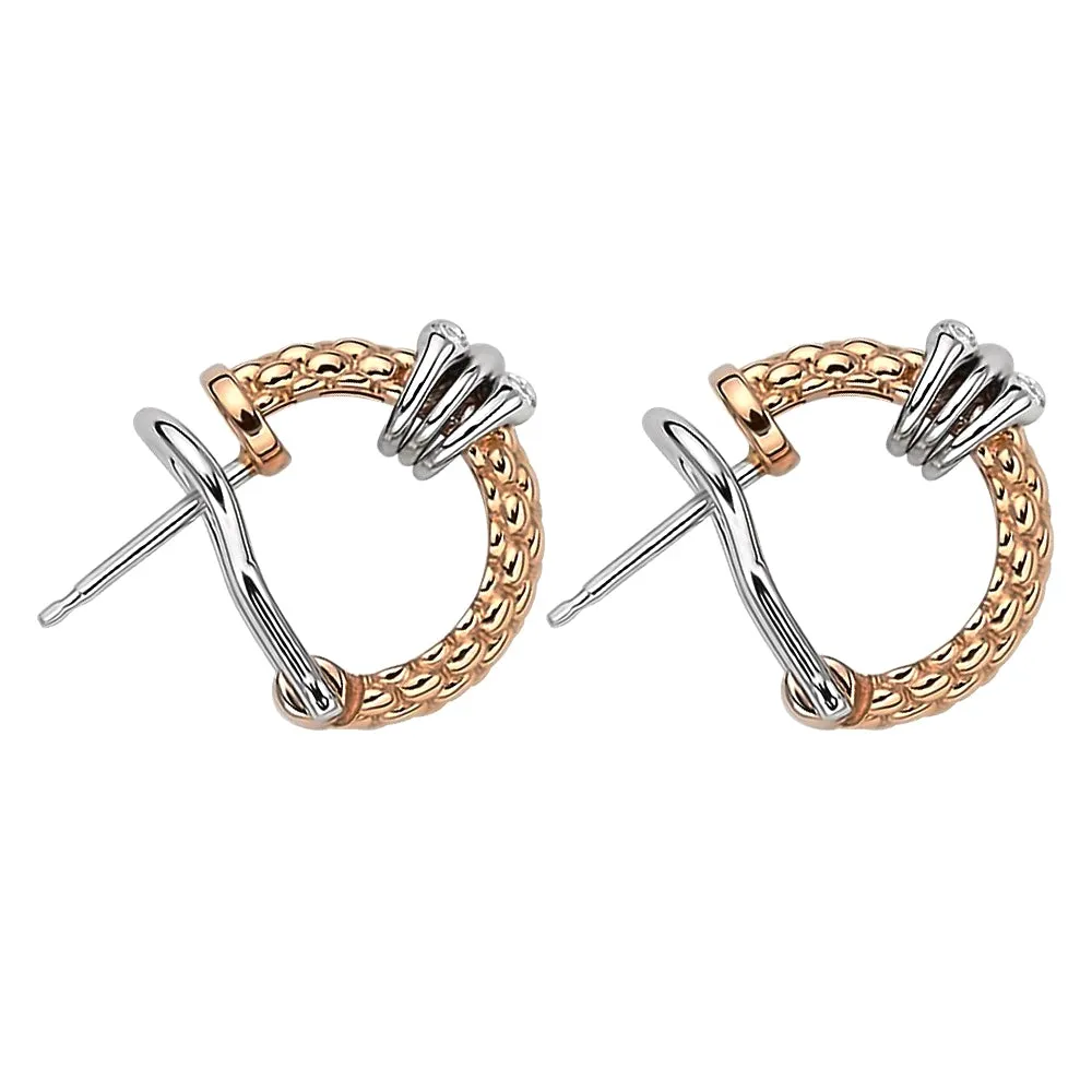 Fope Prima 18ct Rose Gold 0.08ct Diamond Hoop Earrings