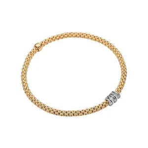 Fope Prima 18ct Yellow Gold 0.07ct Diamond Flexible Bracelet