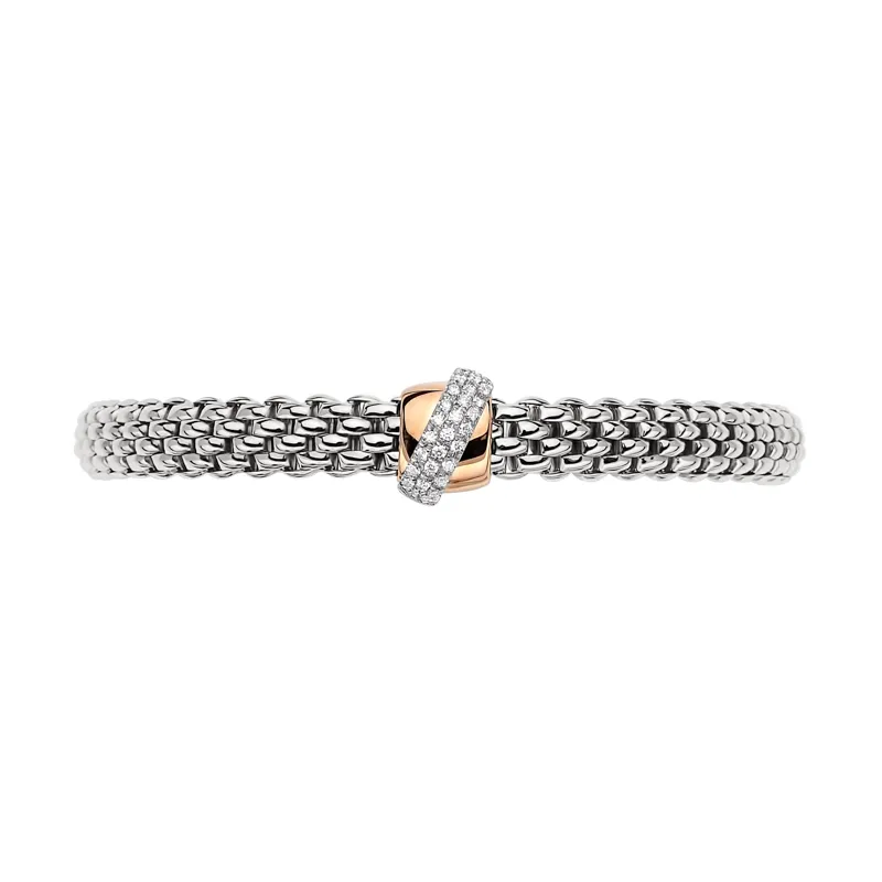 Fope Vendome 18ct White Gold 0.20ct Diamond Rose Gold Rondelle Bracelet