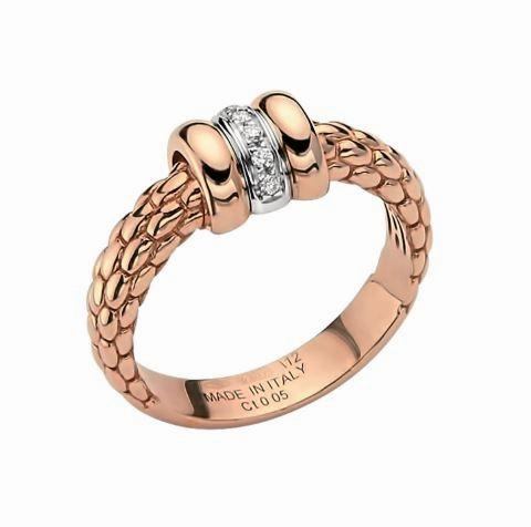 Fope Flex'it Solo 18ct Rose Gold 0.05ct Diamond Ring D