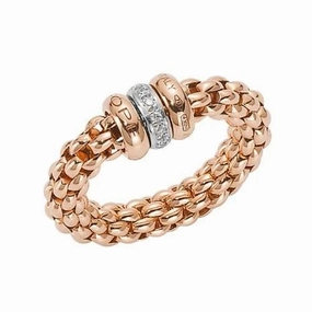 Fope Flex'it Solo 18ct Rose Gold 0.10ct Diamond Ring