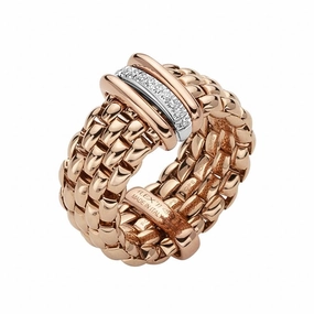 Fope Panorama 18ct Rose Gold 0.08ct Diamond Rondelle Ring