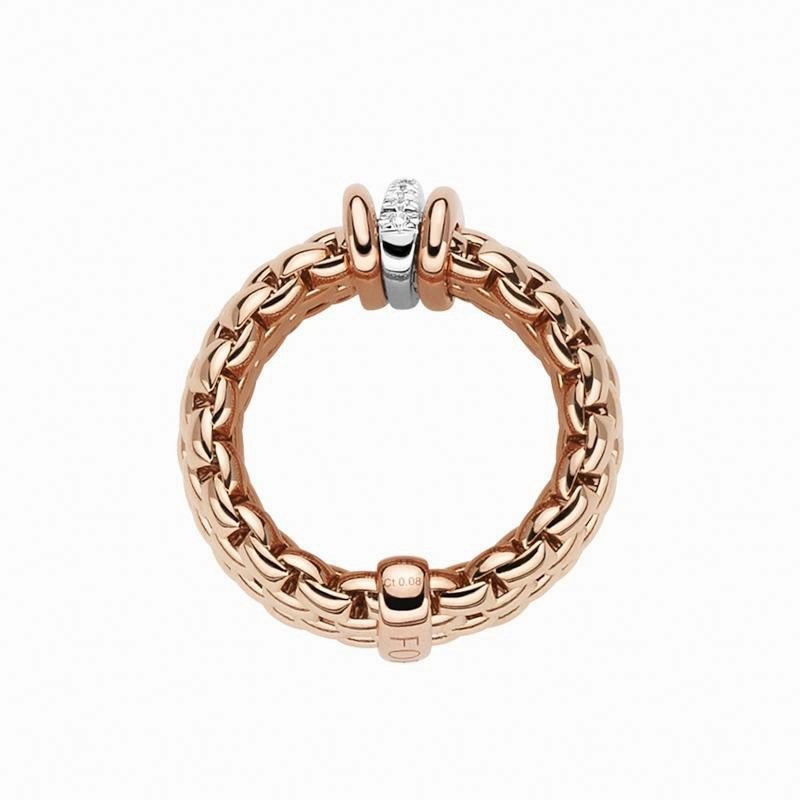 Fope Panorama 18ct Rose Gold 0.08ct Diamond Rondelle Ring