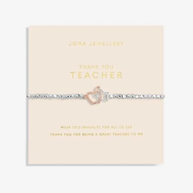Forever Yours thank You Teacher Silver Rose Gold Plated 17.5cm Bracelet 6881