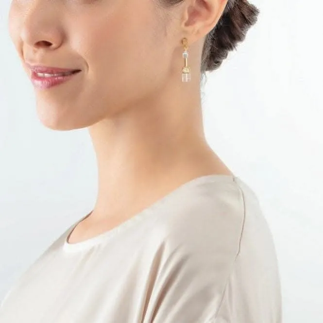 GeoCUBE Iconic Nature White-Gold Earrings 3018/21-1416