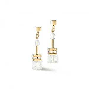GeoCUBE Iconic Nature White-Gold Earrings 3018/21-1416