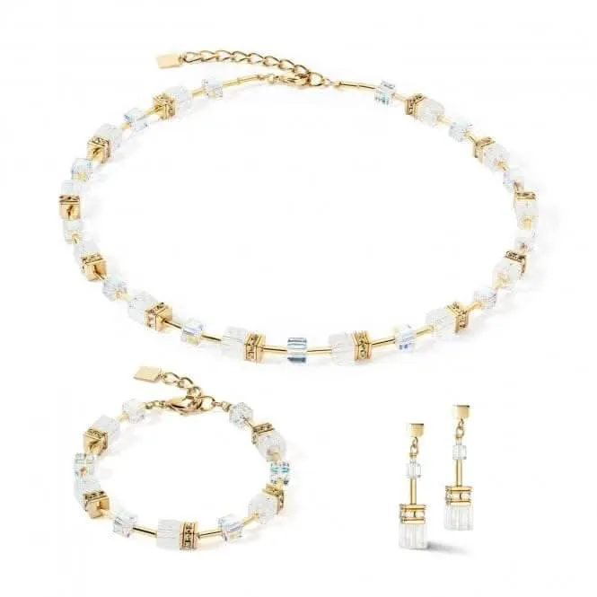 GeoCUBE Iconic Nature White-Gold Earrings 3018/21-1416