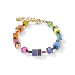 GeoCUBE Multicolour Rainbow-Gold Bracelet 2838/30-1573