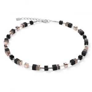GeoCUBE Onyx Black-Rose Gold Necklace 4018/10-1300