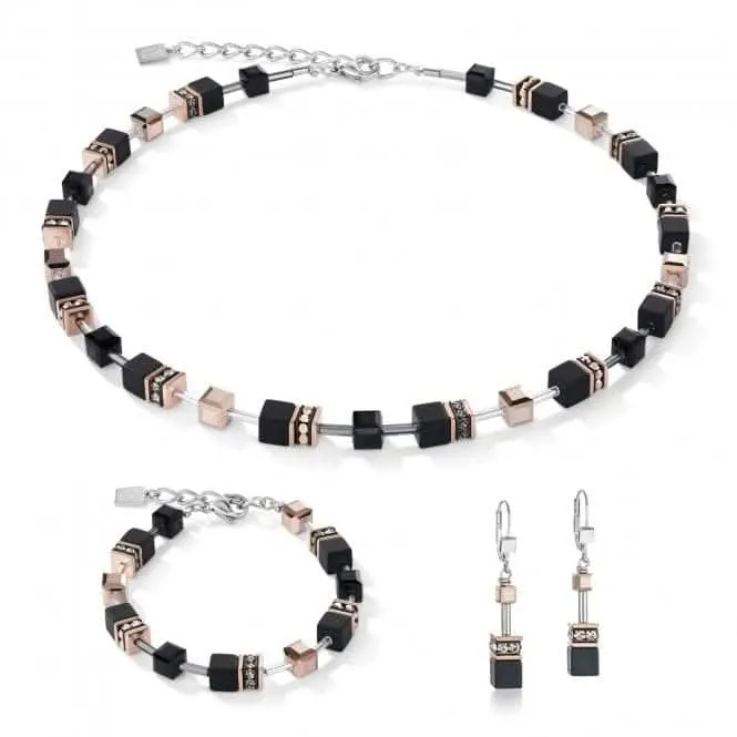 GeoCUBE Onyx Black-Rose Gold Necklace 4018/10-1300