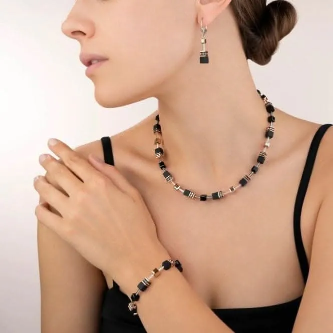 GeoCUBE Onyx Black-Rose Gold Necklace 4018/10-1300