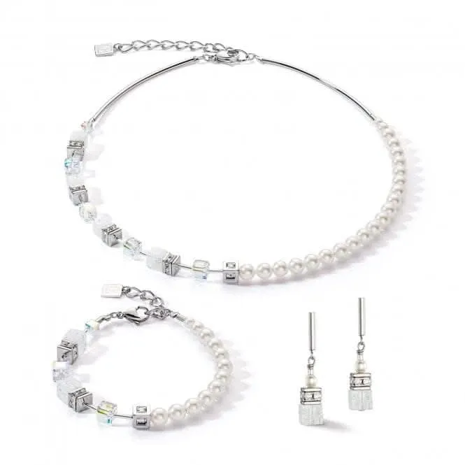 GeoCUBE Precious Fusion Pearls White Necklace 5086/10-1400