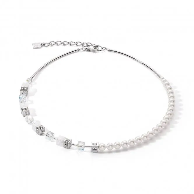 GeoCUBE Precious Fusion Pearls White Necklace 5086/10-1400