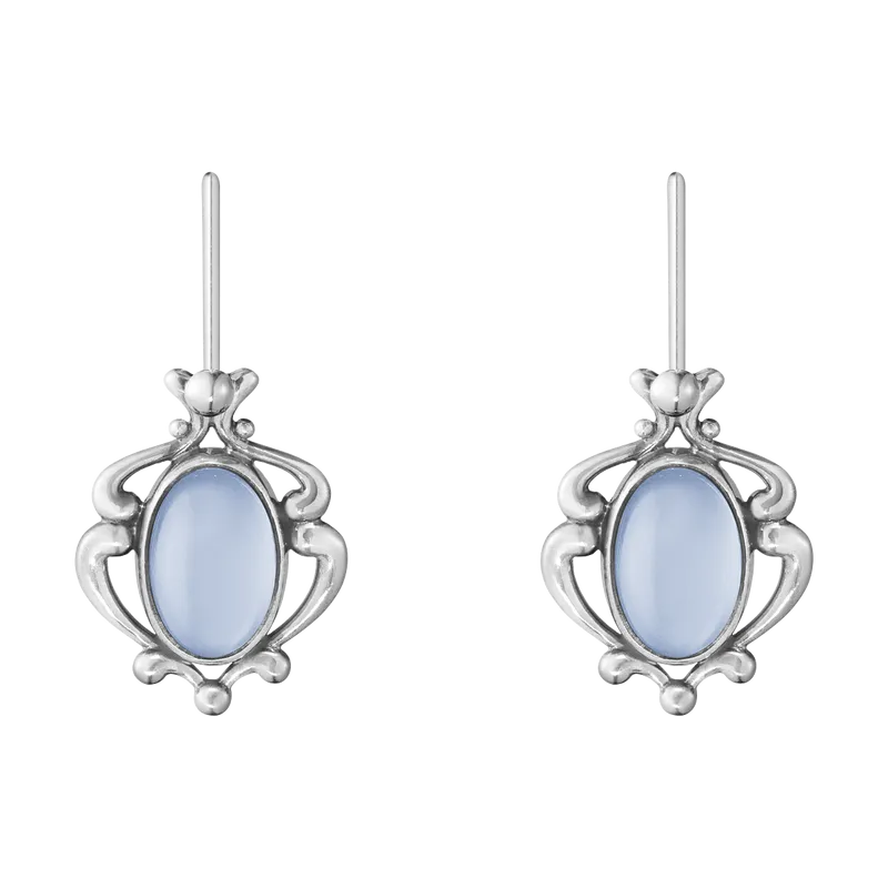 Georg Jensen 2019 Heritage Sterling Silver Blue Chalcedony Drop Earrings