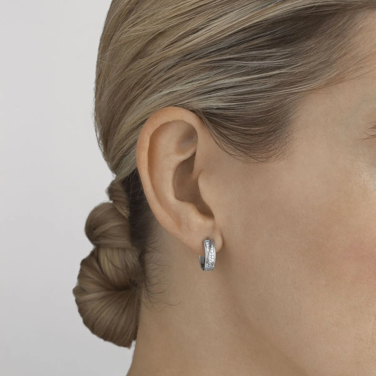 Georg Jensen Fusion 18ct White Gold 0.33ct Diamond Hoop Earrings