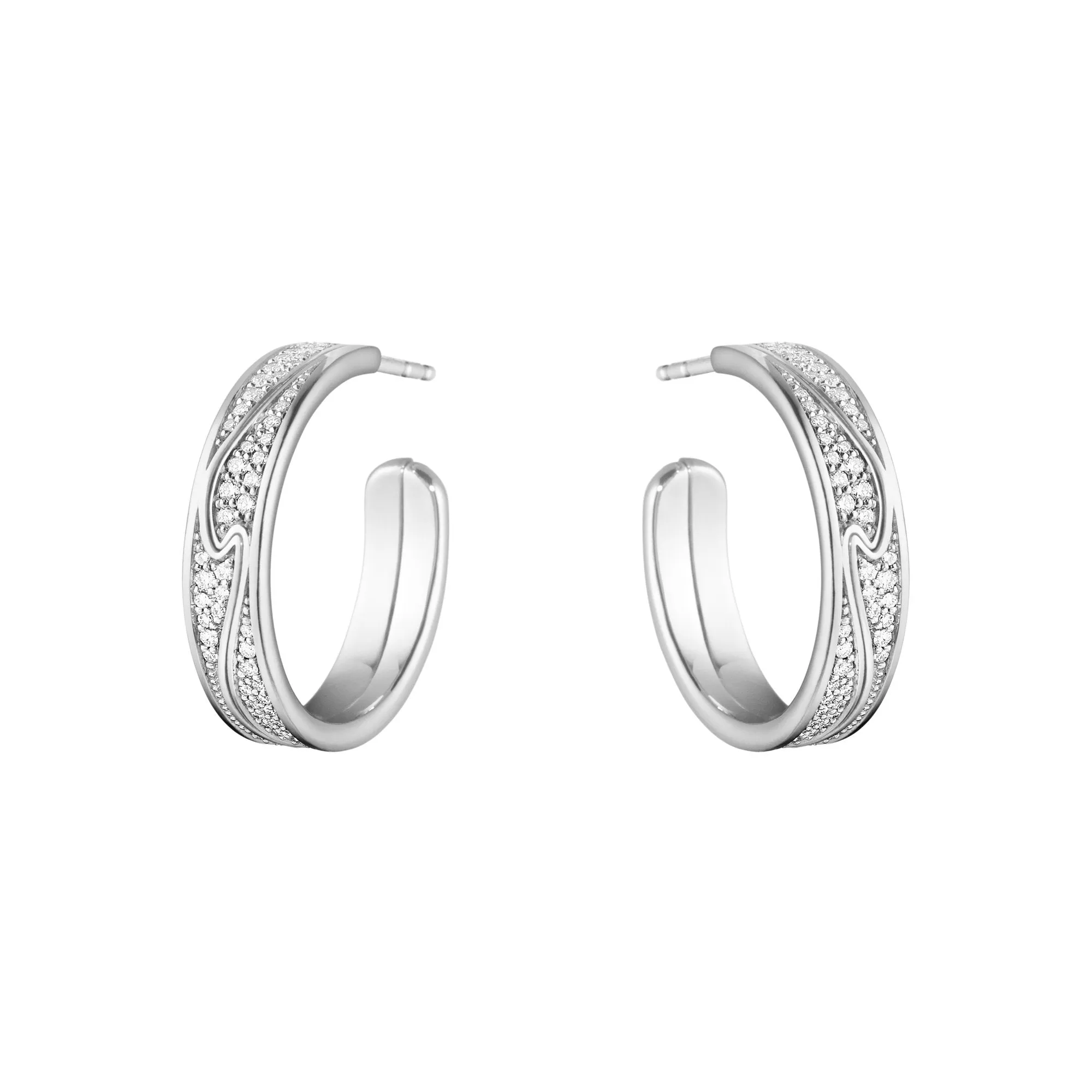 Georg Jensen Fusion 18ct White Gold 0.54ct Diamond Hoop Earrings