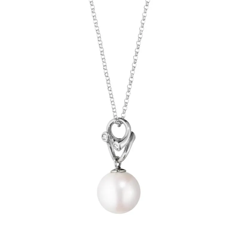 Georg Jensen Magic 18ct White Gold Diamond Pearl Necklace
