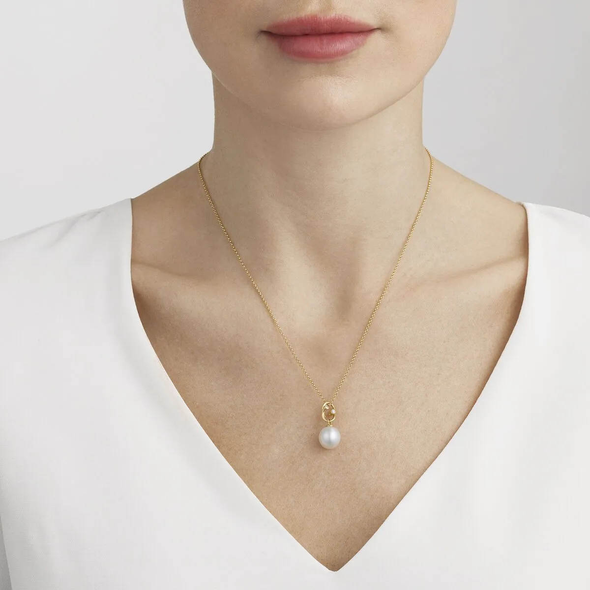Georg Jensen Magic 18ct Yellow Gold Diamond Pearl Necklace