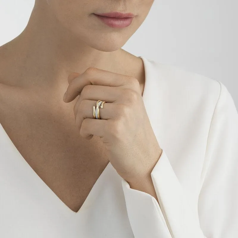 Georg Jensen Magic 18ct Yellow Gold Diamond Wide Ring