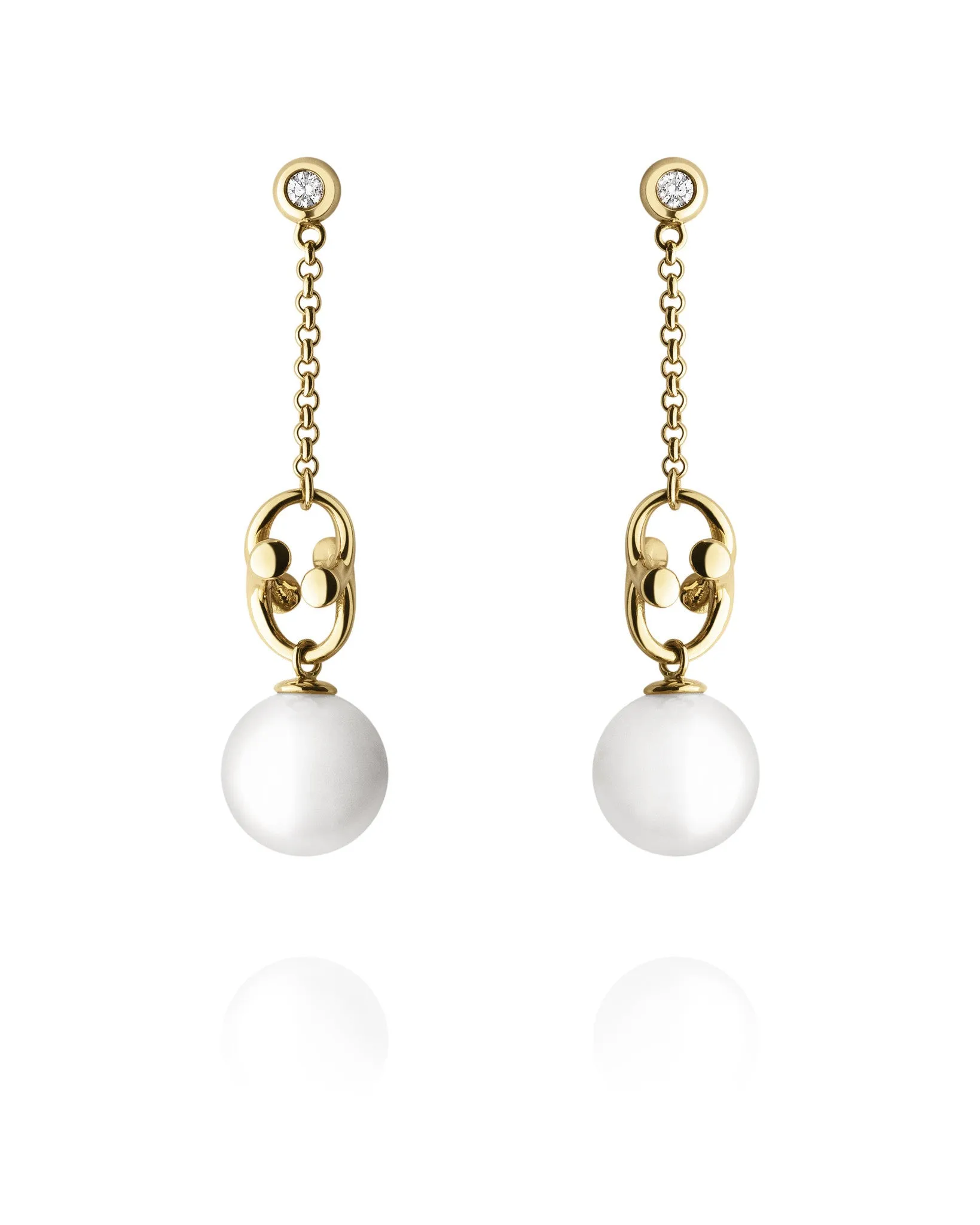 Georg Jensen Magic 18ct Yellow Gold Pearl Diamond Earrings D