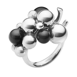 Georg Jensen Moonlight Grapes Sterling Silver Black Onyx Medium Ring