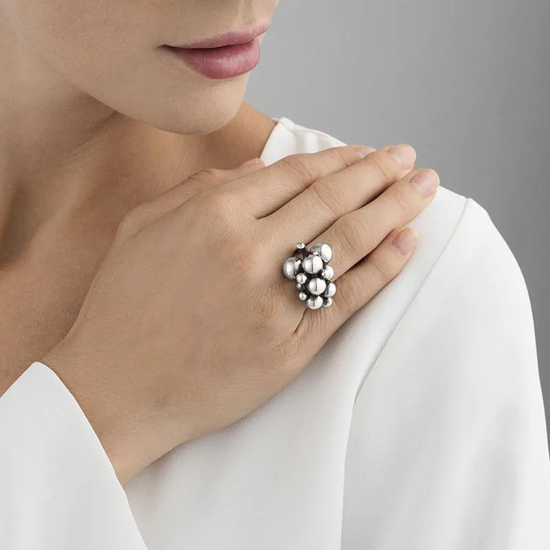 Georg Jensen Moonlight Grapes Sterling Silver Medium Dress Ring