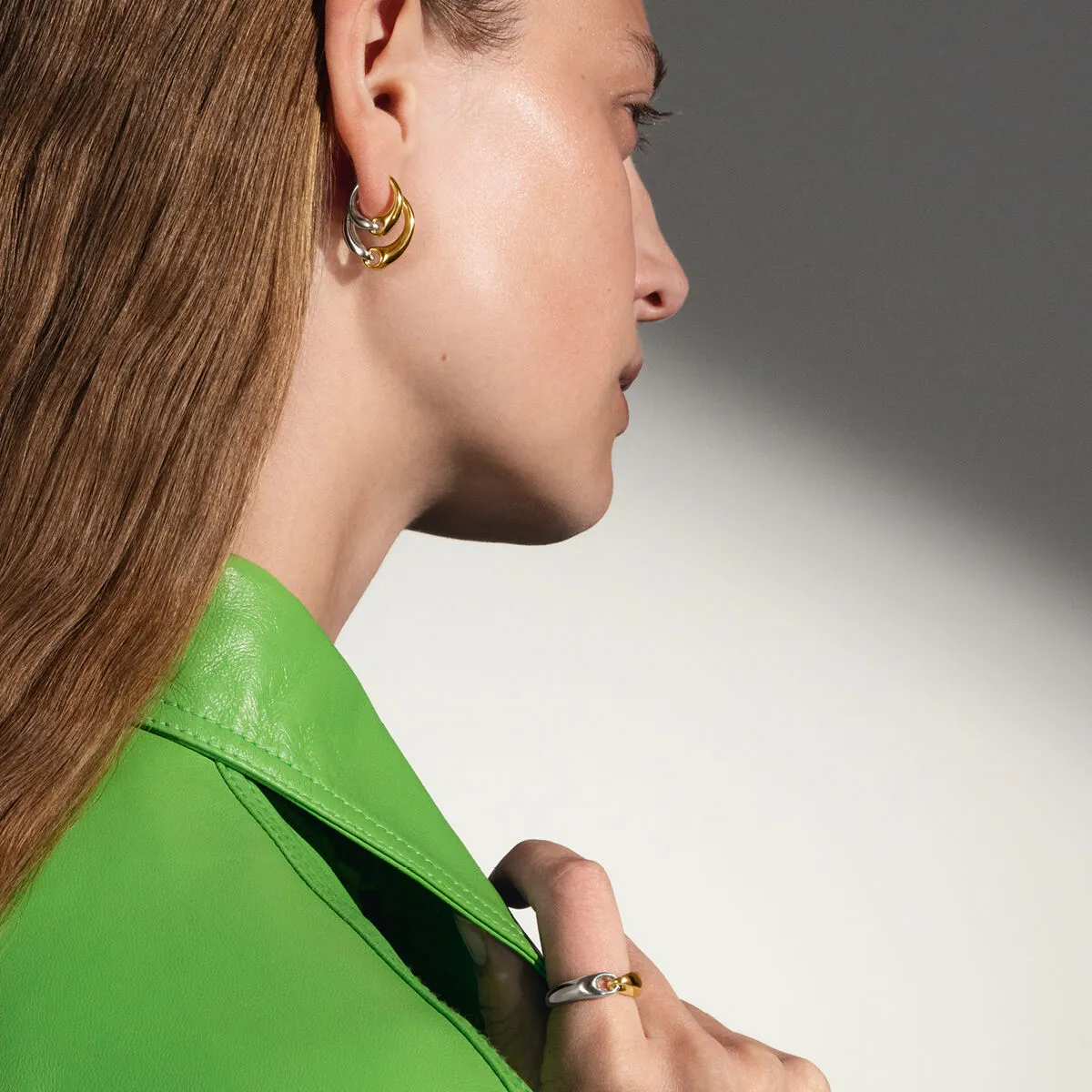 Georg Jensen Reflect 18ct Yellow Gold and Sterling Silver Small Hoop Single Earring