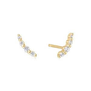 Gold Bezel Beaded Stone Stud Earrings E065-01G