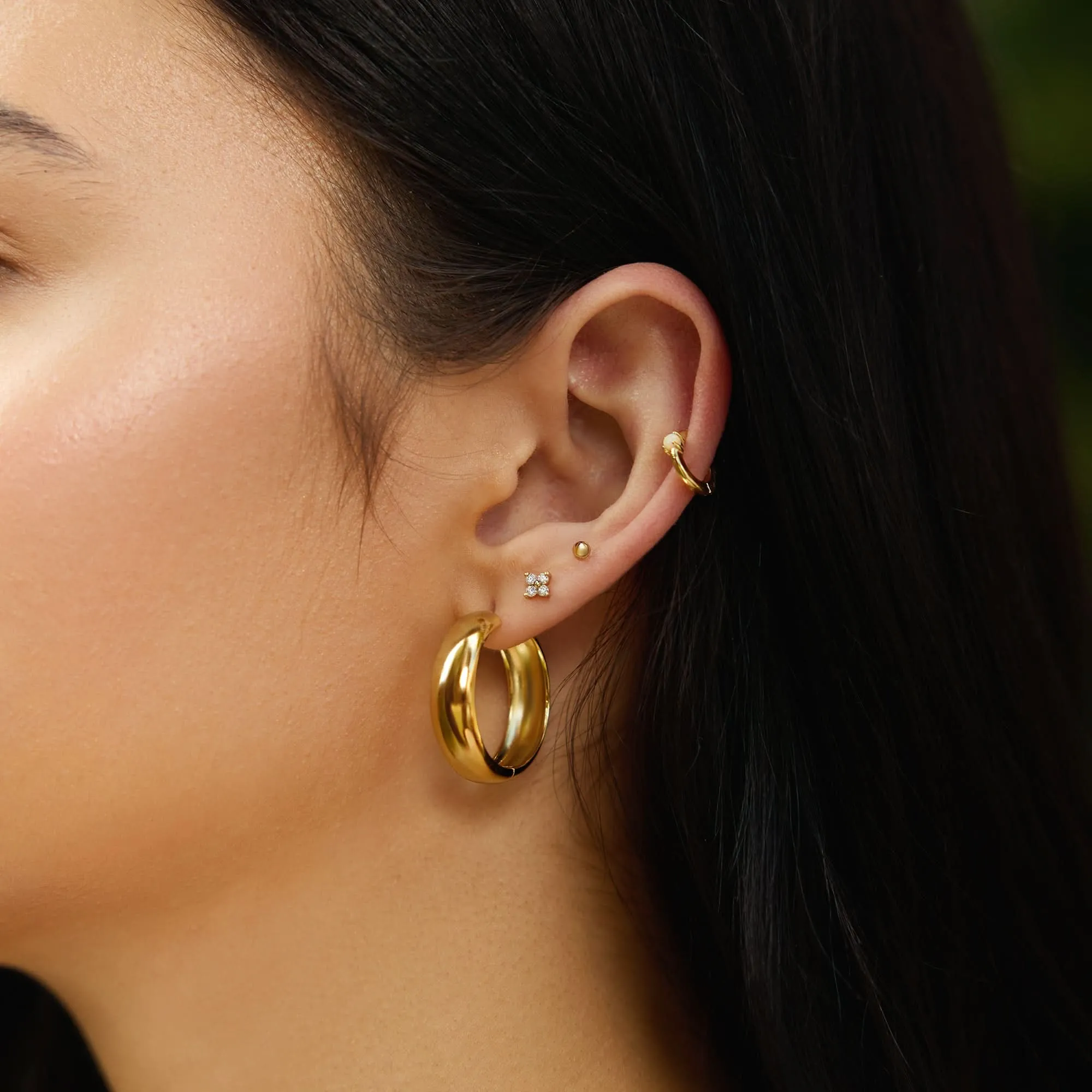 Gold Chubby Large Huggie Hoop Earrings E064-08G