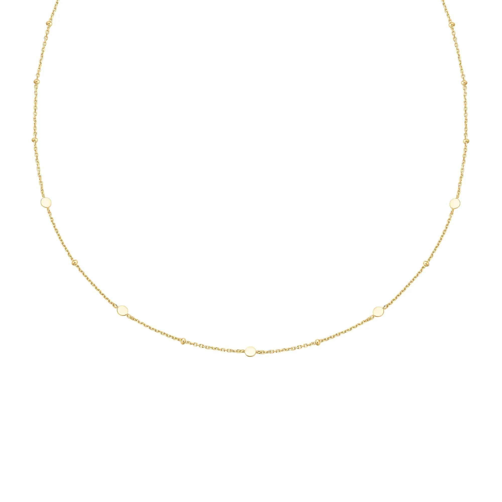 Gold Disc Station Necklace N063-01G