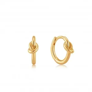 Gold Knot Huggie Hoop Earrings E029-04G