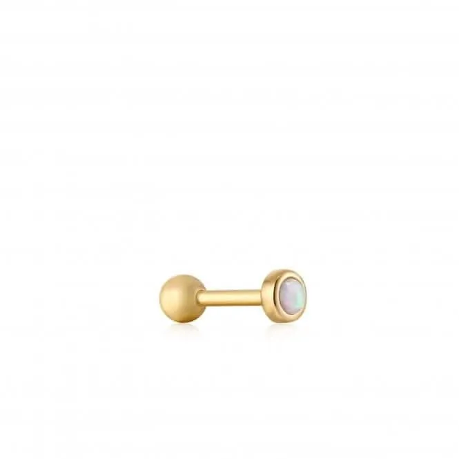 Gold Kyoto Opal Bezel Barbell Single Earring E035-11G