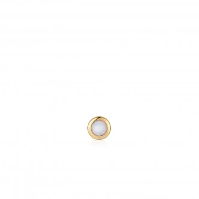 Gold Kyoto Opal Bezel Barbell Single Earring E035-11G