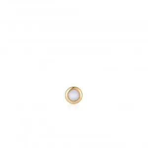 Gold Kyoto Opal Bezel Barbell Single Earring E035-11G
