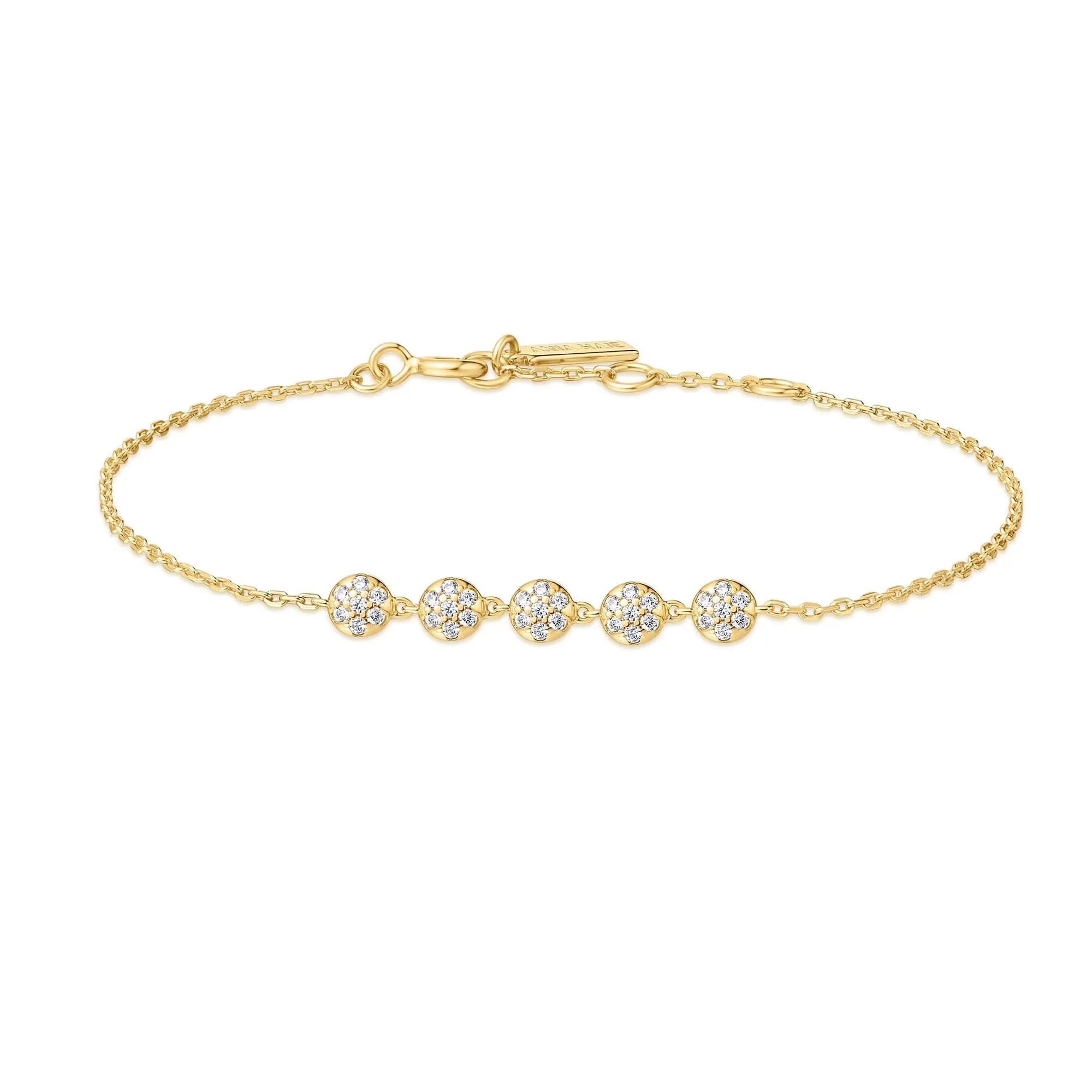 Gold Pav Multi Beaded Chain Bracelet B065-04G