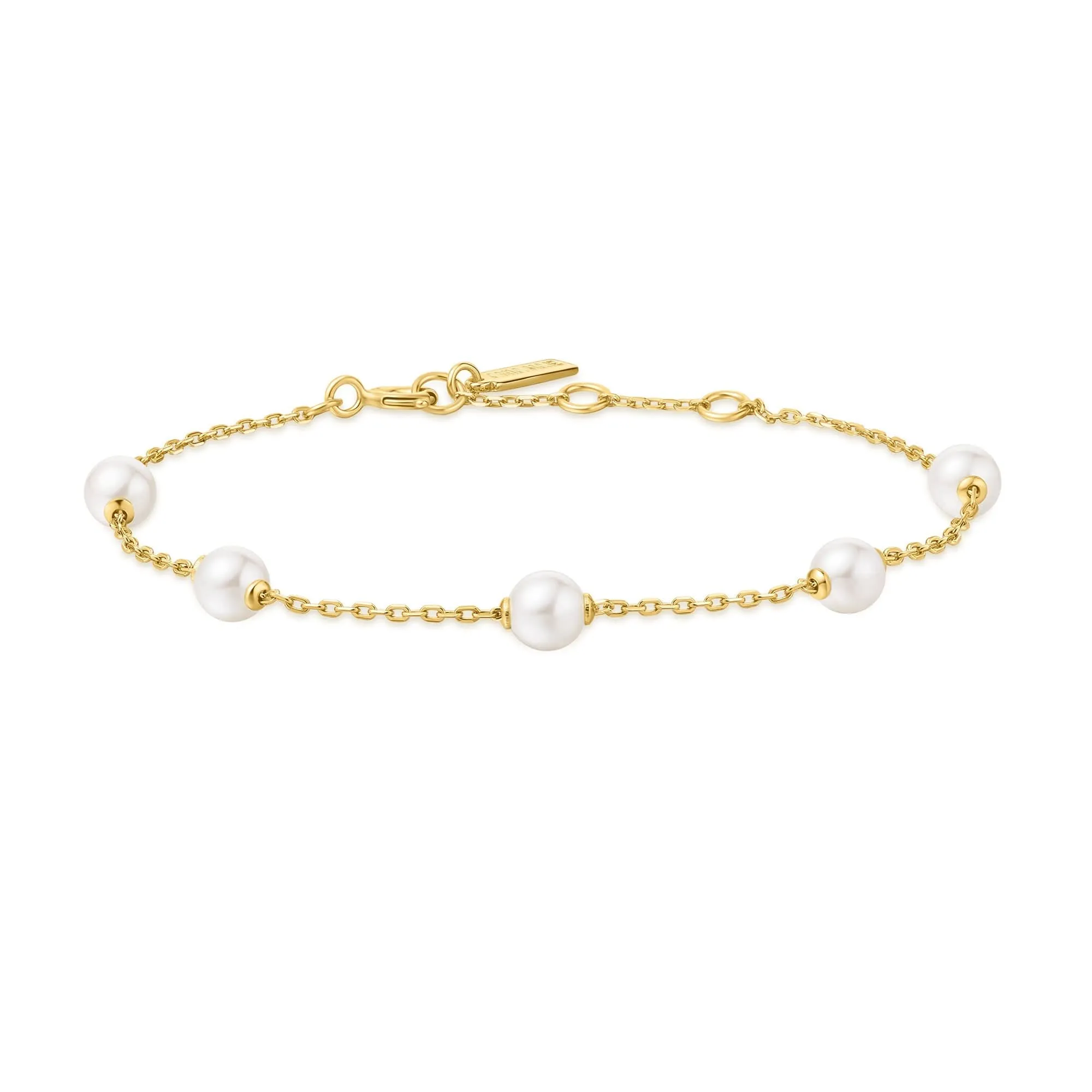 Gold Pearl Station Bracelet B065-01G