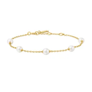 Gold Pearl Station Bracelet B065-01G