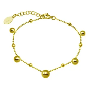Gold Plated 925 Sterling Silver 11 Bead Charm Bead Link Chain Bracelet - ITB00316-GP