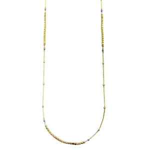 Gold Plated 925 Sterling Silver 38 Inches Chain Cube Beaded Necklace - ECN00057GP