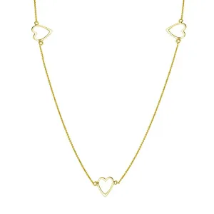 Gold Plated 925 Sterling Silver 5 Open Heart Necklace - DIN00018GP