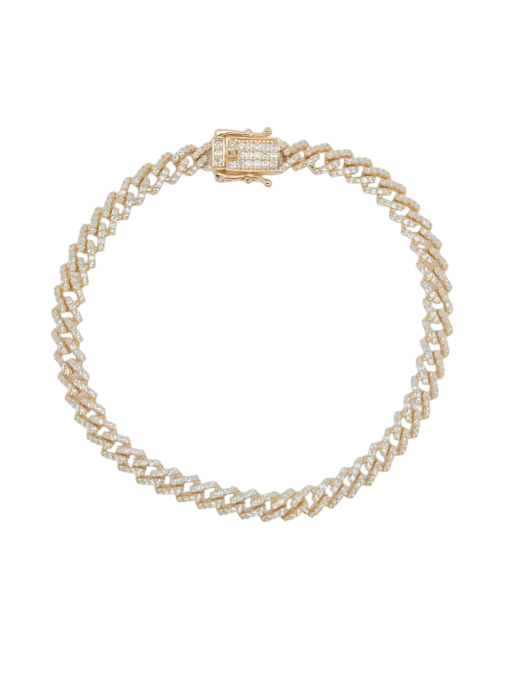 Gold Plated 925 Sterling Silver 5.5mm CZ Encrusted Monaco Chain or Bracelet - GMN00212GP | GMB00129GP