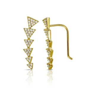 Gold Plated 925 Sterling Silver 6 Arrow Up CZ Climbing Earrings - STE01067GP