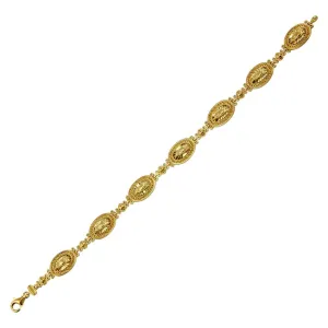 Gold Plated 925 Sterling Silver 8mm Oval Mary Link Tennis Bracelet - GMB00064GP