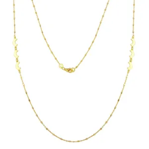 Gold Plated 925 Sterling Silver Alternating Bead Crescent Moon Necklace - ECN00035GP