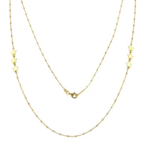 Gold Plated 925 Sterling Silver Alternating Stars Chain Necklace - ECN00036GP