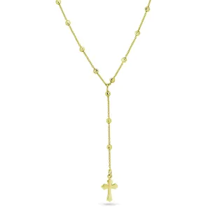 Gold Plated 925 Sterling Silver Beaded Rosary  Necklace - GCP00004-GP