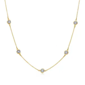 Gold Plated 925 Sterling Silver Chain Necklace with CZ - STP00863GP