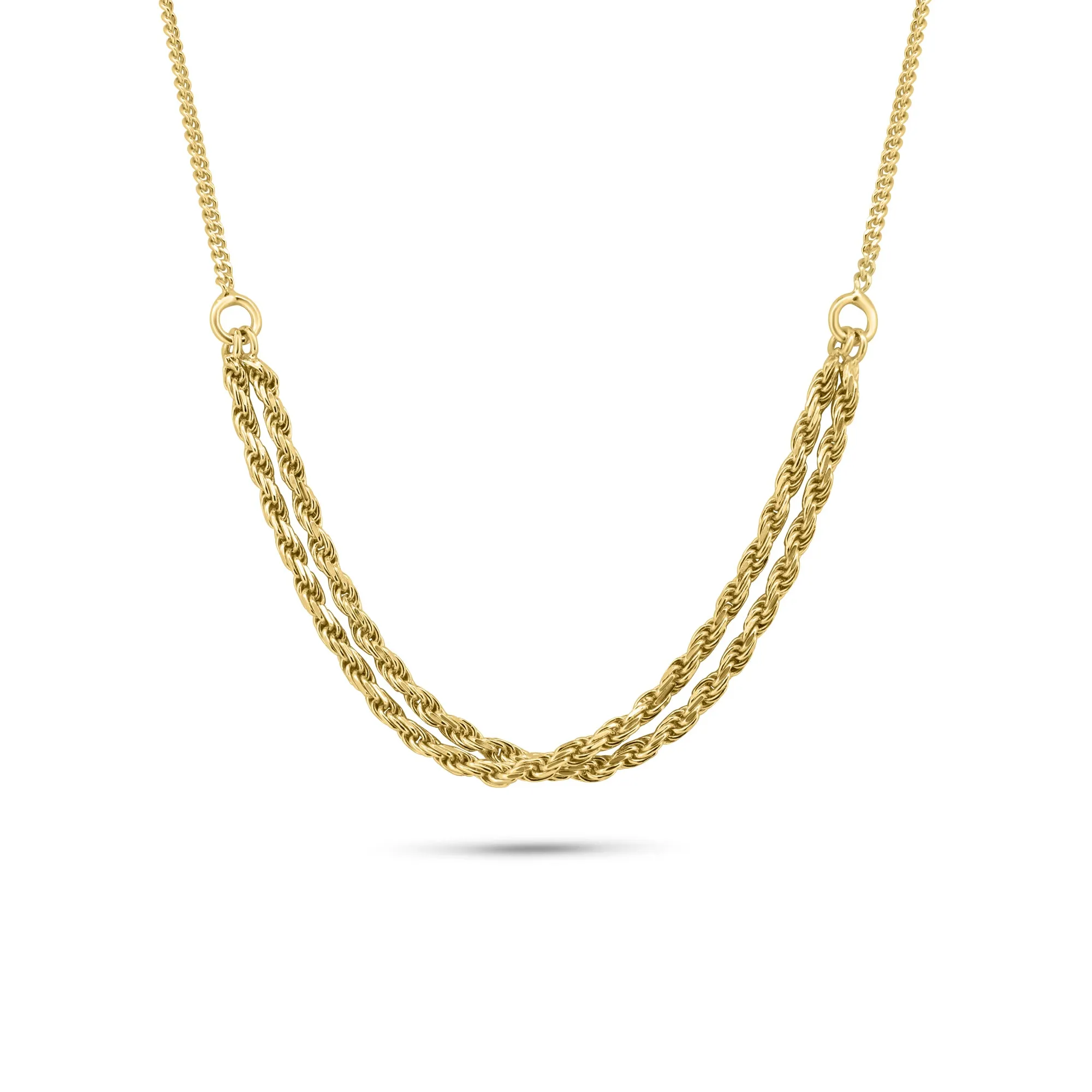 Gold Plated 925 Sterling Silver Curb Strand 1.7mm Rope Adjustable Necklace - ITN00171-GP