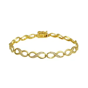 Gold Plated 925 Sterling Silver CZ Infinity Link Bracelet - GMB00104GP