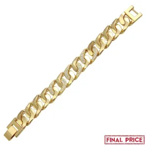 Gold Plated 925 Sterling Silver CZ Link Bracelet 17.3mm - GMB00079GP